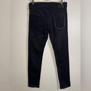 Fendi Studded Pocket Denim Jeans In Black Color Made In Italy Size 33-34.